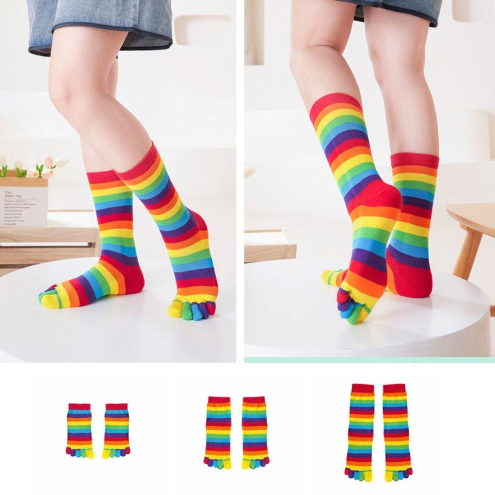 Calzini Cotone Arcobaleno a Cinque Dita Calzini da Donna a Dita di Alta Qualità Calzini in Cotone a Strisce Uomo