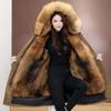 Womens Long Down Coat Removable Fur Lined Hooded Winter Outerwear