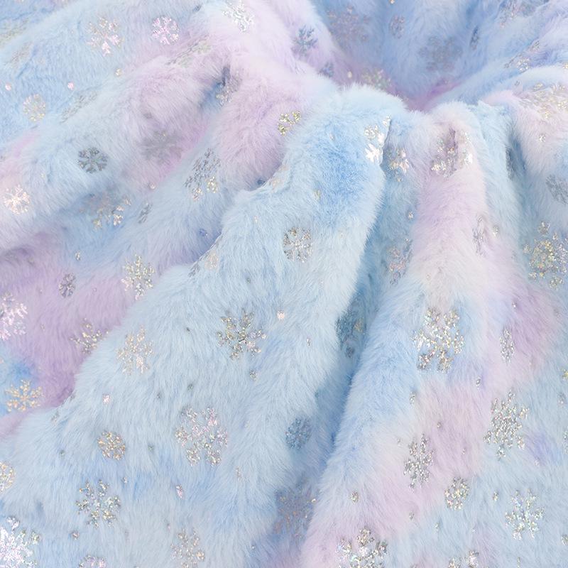 Snowflake Velvet Plush Toys & Accessories Fabric with Tie-Dye and Silver Highlights