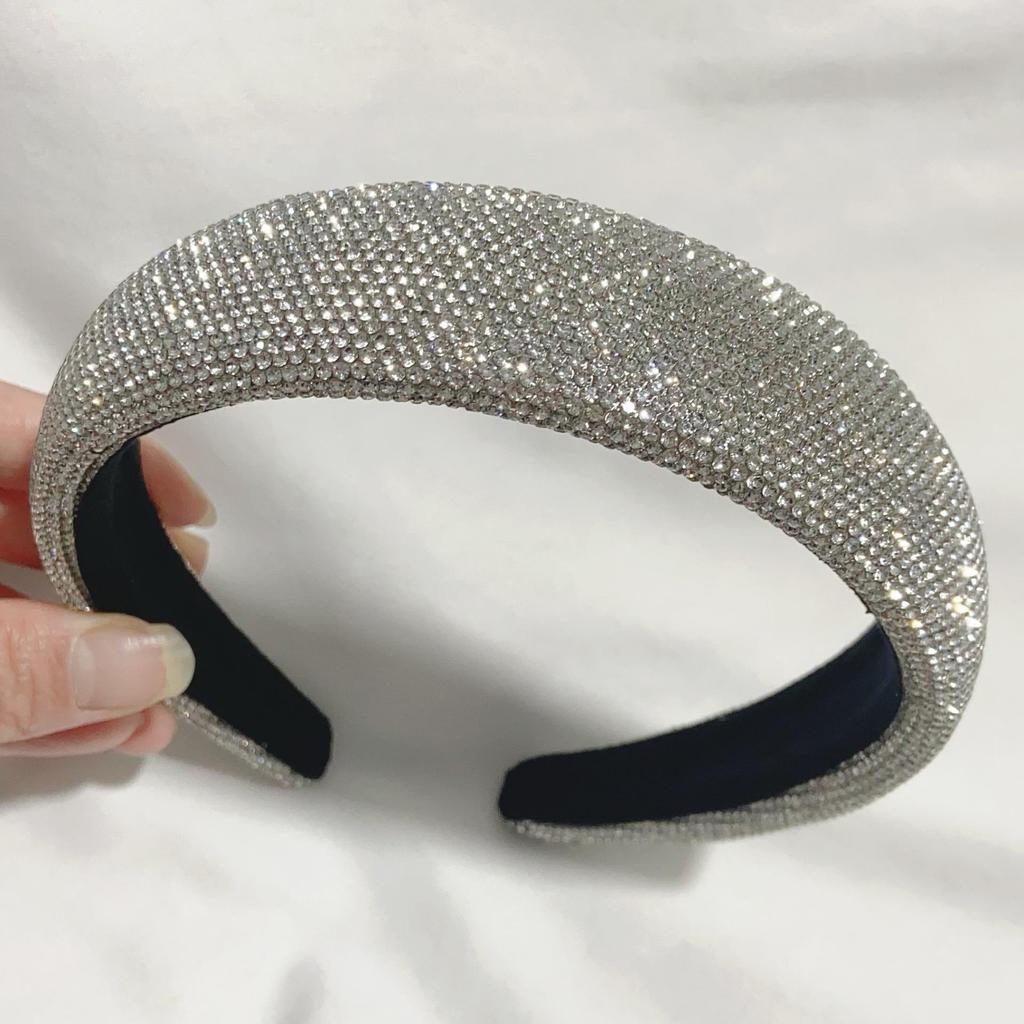 French Luxury Full Diamond Rhinestone Women's Headband – Dazzling High Crown Essential Headwear