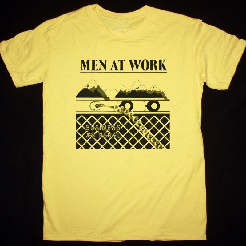 Vtg Men at Work Band Cotton Yellow Full Size Men Women Shirt UR108 XXL