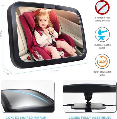 Baby Car Mirror Adjustable Car Back Seat Mirror 360° Rotation Mirror For Rear Facing Infant Safety Monitor Shatterproof Accessor