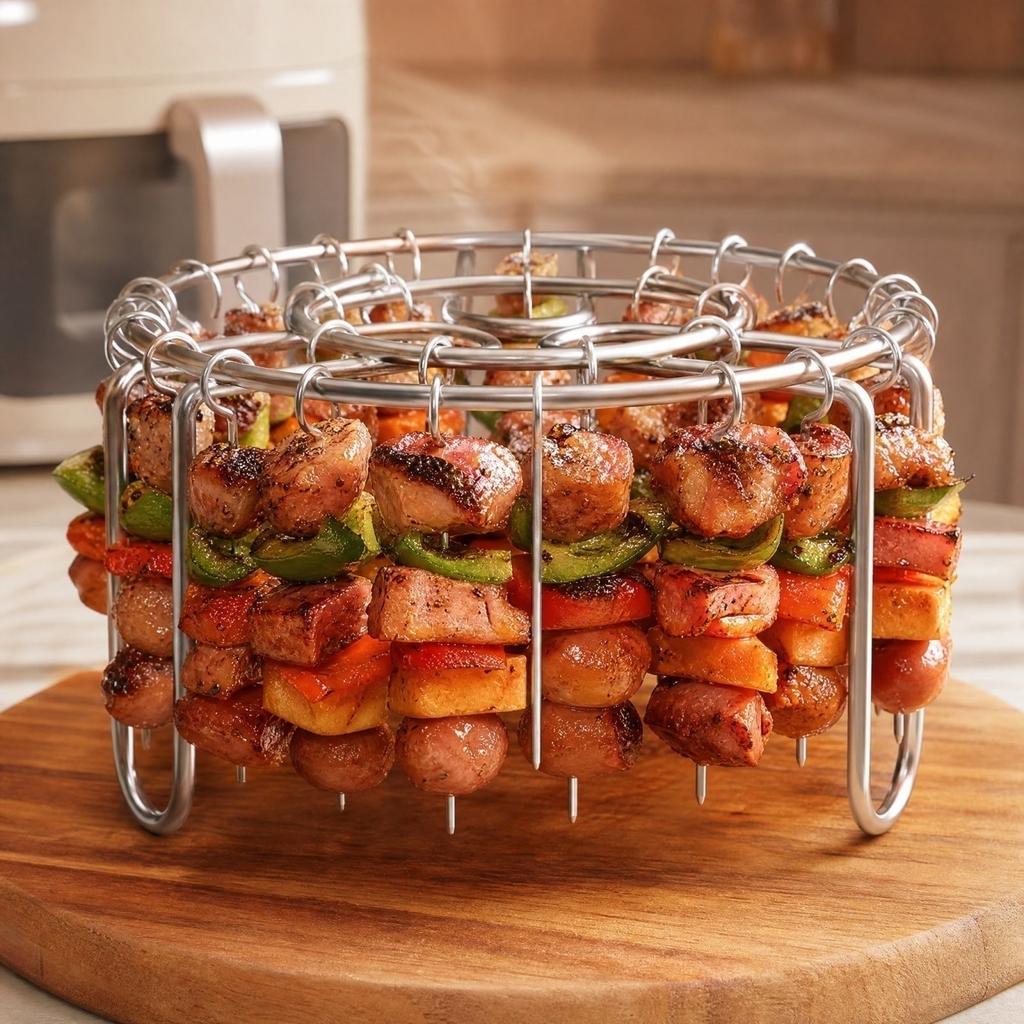 Stainless Fryer Kebab Skewer Oven Grilling Rack for BBQ Baking and Steaming