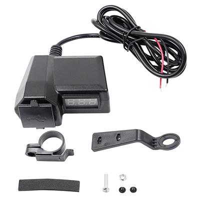 3.4A Dual Port Power Supply Adapter USB Motorcycle Charger with Voltage Display for Motorbike Handlebar Charging Accessories