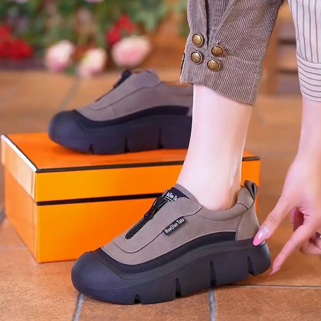 Women's Shoes 2025 Autumn New Zipper Hollow Fashion Casual Versatile Retro Sandals Soft Sole Soft Surface Women's Shoes Ins