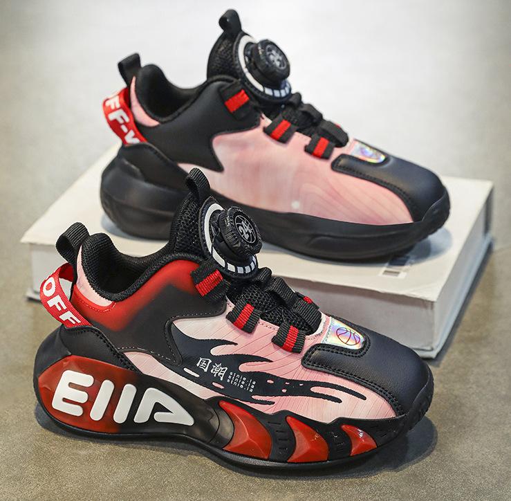 Klassenkamerad Jungen Sportschuhe Fleece dicker 2025 Winter neue Kinder große Baumwollschuhe Jungen rote Basketballschuhe