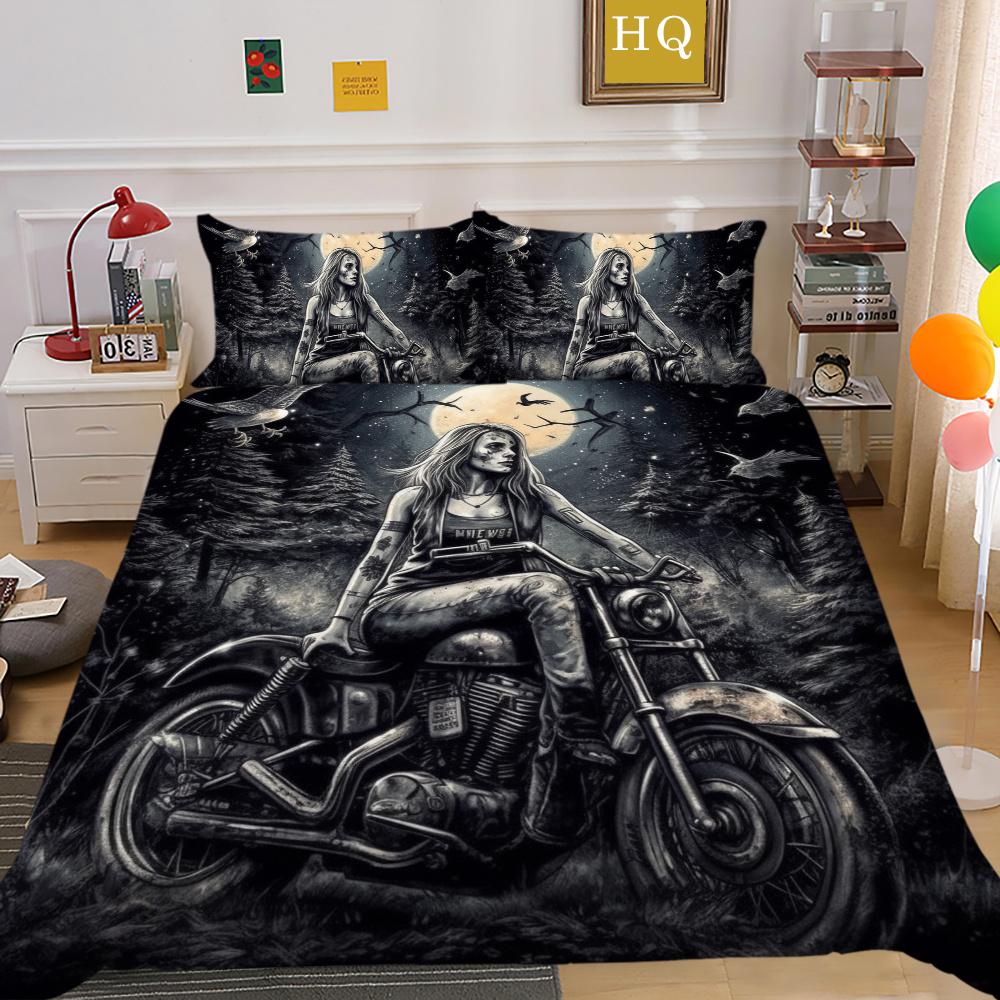 Duvet Cover Set Beauty Skull Printed Full Size Microfiber Bedspreads High Quality Luxury Bedding Cover