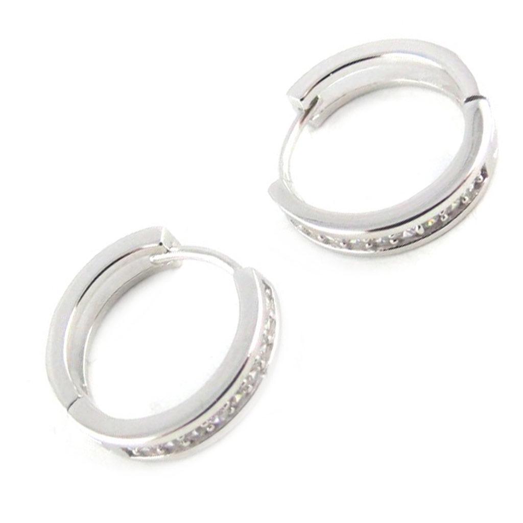 Les Trésors De Lily [L1834] - White 'Goddess' Silver Hoop Earrings (1.5 Cm)