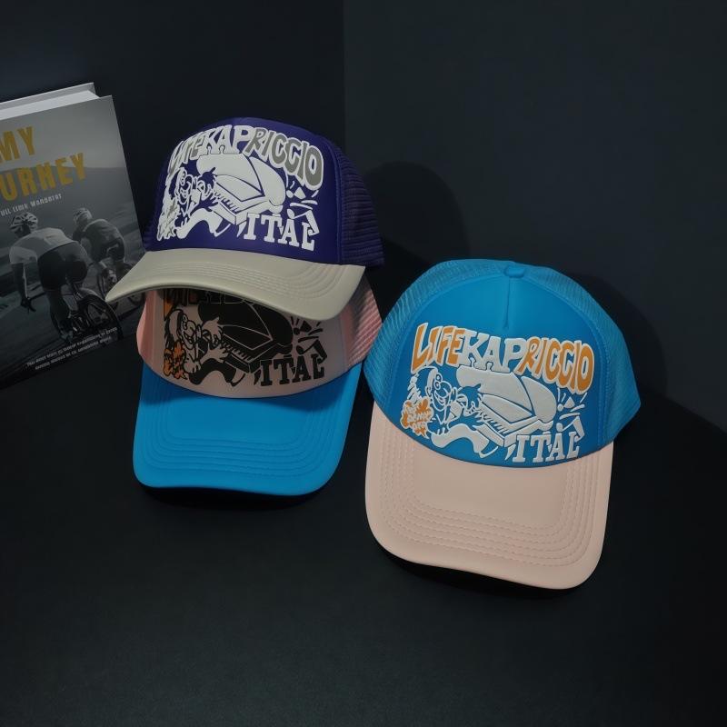 Spring and Summer European and American Personalized Printed Alphabet Baseball Caps Men's and Women's Sunshade Mesh Color Matching Outdoor Piano Hats
