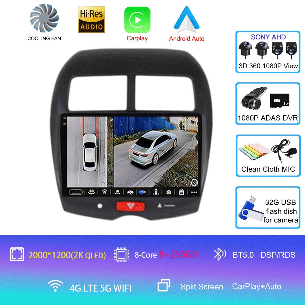 For Mitsubishi ASX 1 2010 2011 2012 2013 2014 2015 2016 Car Radio Android 14 Carplay GPS Multimedia Video Player 2din DVD Stereo
