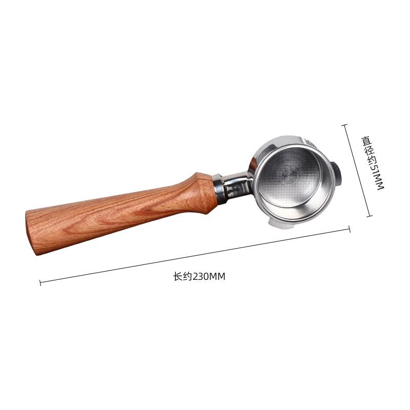 Dongling 51mm 3-Oor Koffiemachine Handvat 304 Roestvrij Staal Bodemloze Portafilter Houten Handvat Koffie Accessoire