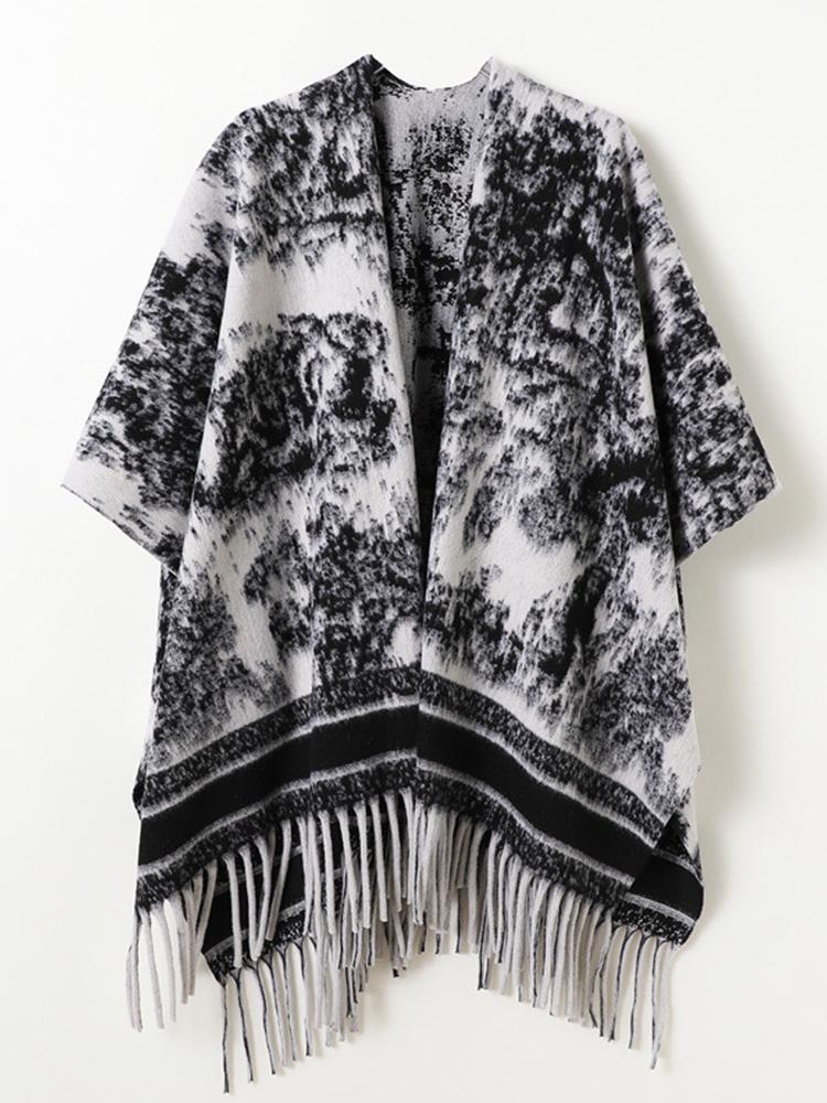 Winter Women Scarf Layers Poncho Elegant Lady Retro Print Wraps Shawl Casual Warm Soft Scarve Capa Para Mujer Pashmina Cloak New