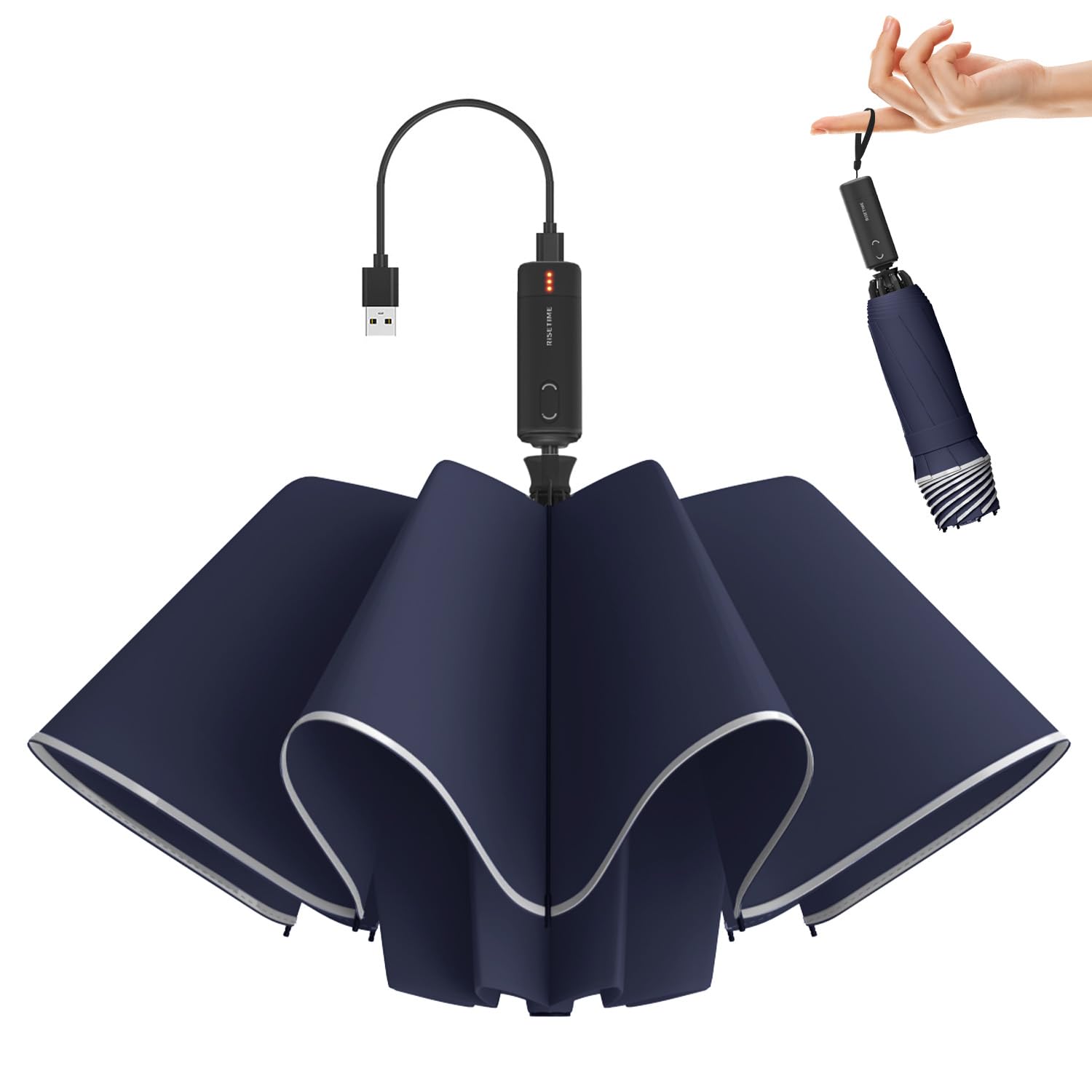 

и BP SUNNY Электрический Полностью Складной Зонт с Запатентованным Автоматическим УФ Супер Водоотталкивающим Покрытием, Подходящий для Солнца и 8 Больших 59см Электрический для Мужчин и Женщин