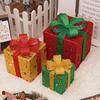 Christmas Light Gift Box Ornaments Set Holiday Cheer Glowing Lights Festive Holiday Tabletop Mantel Party Decor for Indoor Outdoor