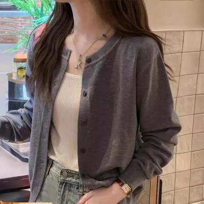 Fashion Long Sleeve Knitted Cardigan Womem Sweater Spring Autumn Casual Simple Jackets Elegant Loose Solid Color Women's Clothing