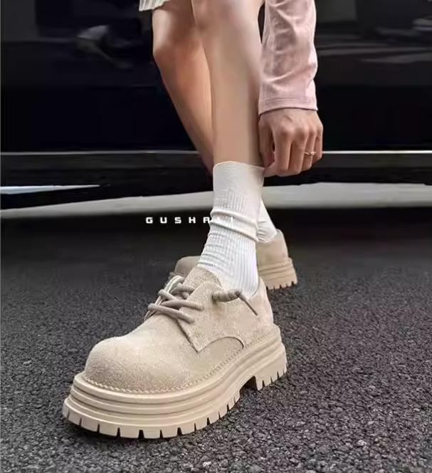 2025 versatile niche rhubarb boots Martin boots short boots thick sole inner height increase outdoor hiking