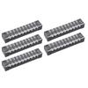 5 Set 10 Position Terminal Block Connector Strip Kit Dual Row Screw Pre Insulated Jumper 15A 600V
