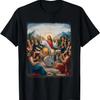 Jesus Playing Drums Funny Christian Drummer Painting T-Shirt