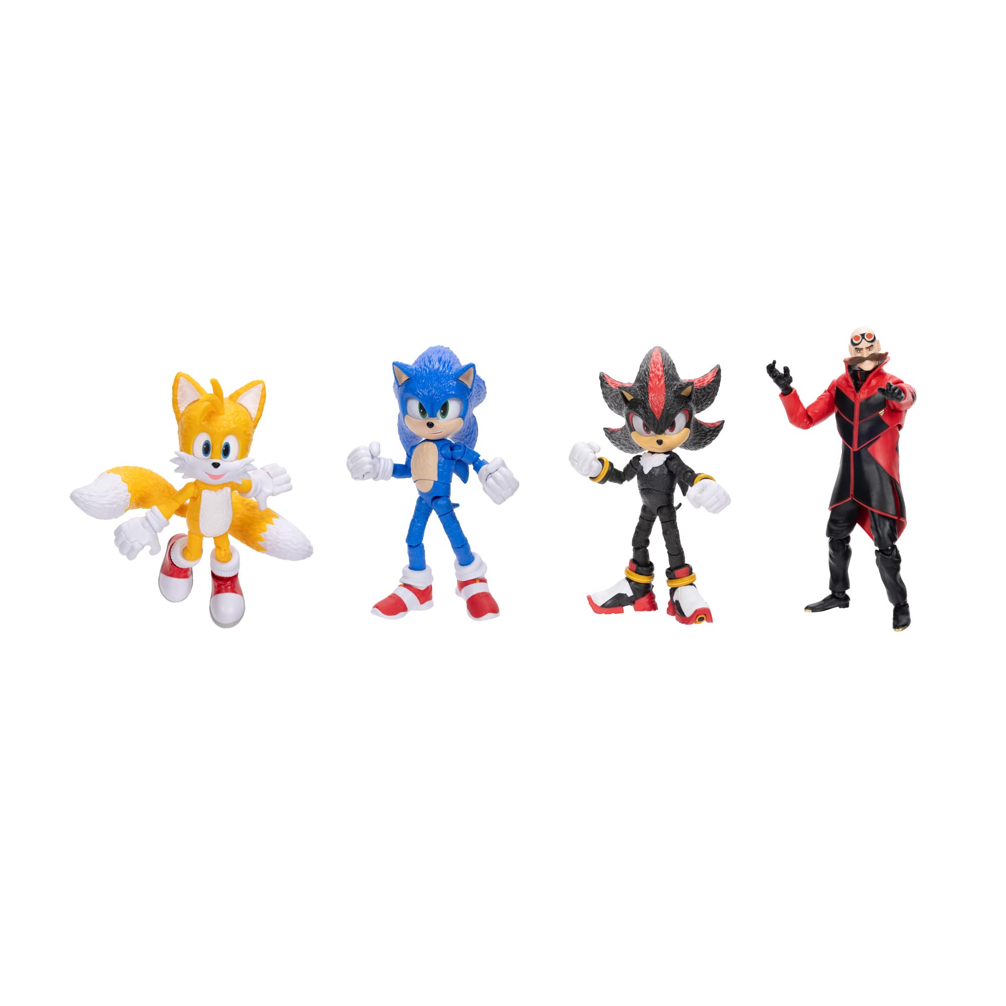 Игрушка-фигурка Sonic 3: The Movie от Jakks Pacific, серия 1. Подвижные фигурки включают Тейлза и новый набор из 4 фигурок размером 5 дюймов: Соник, Шэдоу, персонажи.