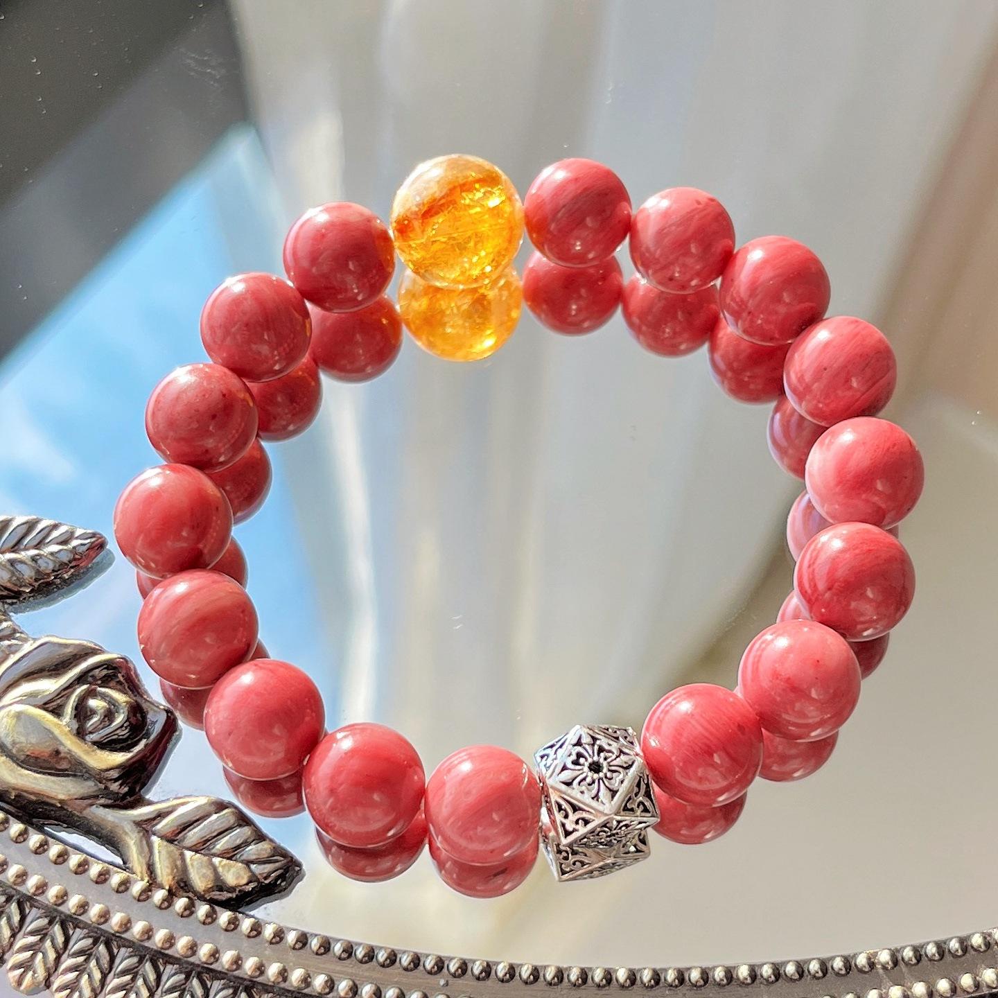 925 Silver High Quality Natural Mahogany Grain Citrine Design Bracelet Bracelet