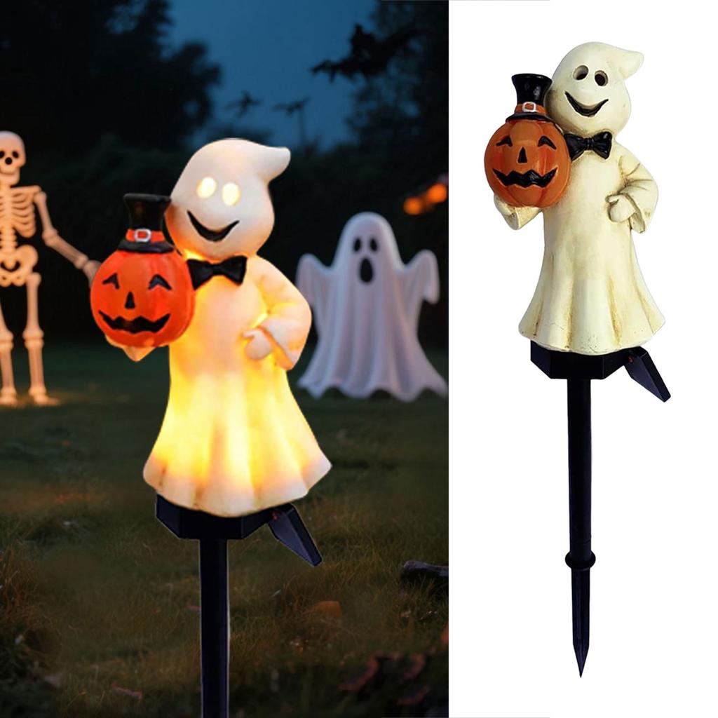 Halloween Ghost Lights Outdoor Solar Pumpkin Lamp With Stakes Halloween Decor Outdoor Lawn Walkway Pathway Lighting Decoration