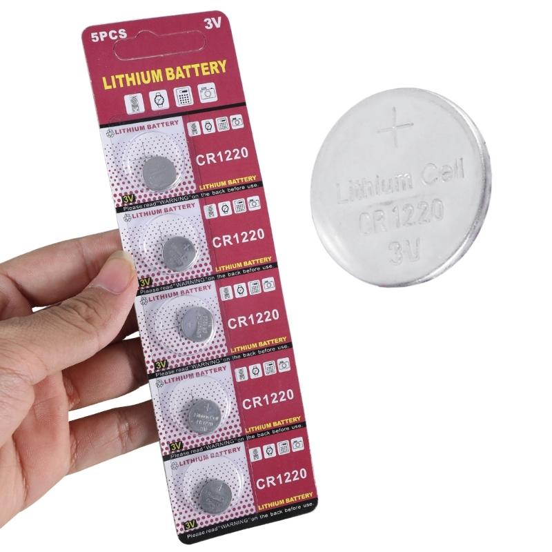 Pack Of 5 CR1220 Coin Cell Batteries 3V CR1220 Lithium Battery For Toy,Calculators, Remote Controls 12mm Diameter