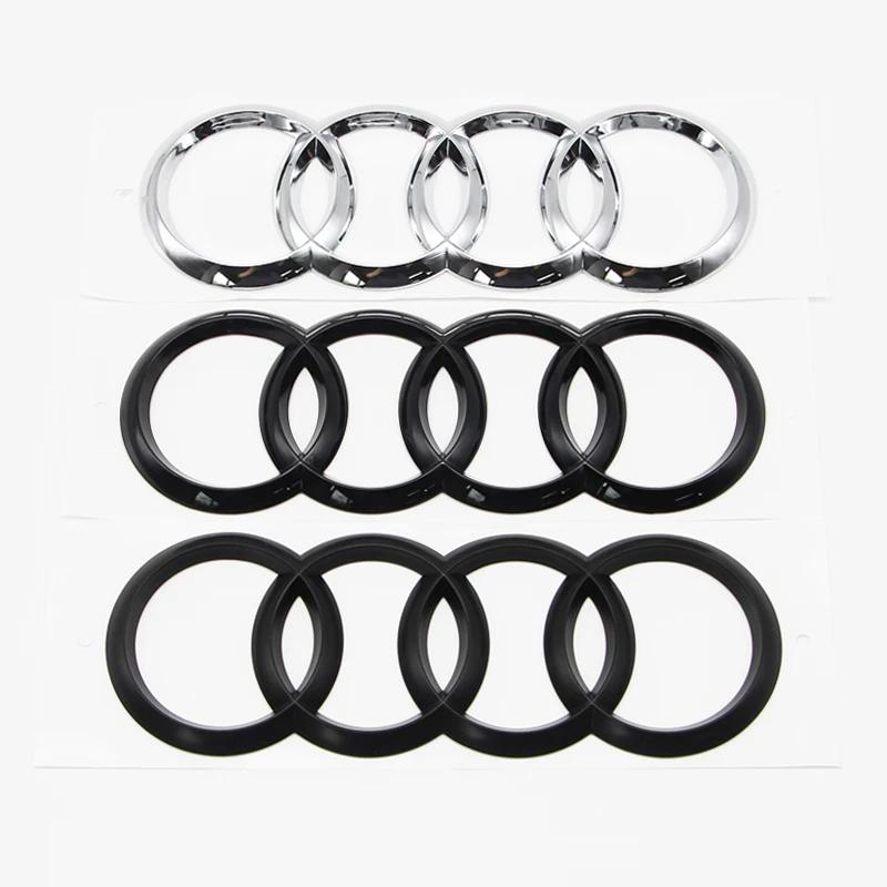 ABS 4 Rings Logo Audi Emblem Car Front Hood Emblem Bonnet Badge Rear Trunk Badge For Audi A3 A4 A5 A6 A7 A1 Q2 Q3 Q5 Q7 Q8 TT