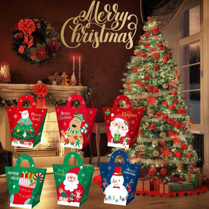 Stylish 5ps Christmas Handbag Design Party Paper Candy Gift Box