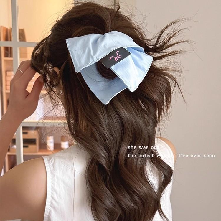 Blue plaid square towel large intestine hair band women's ball head hair rope headrope small fresh rubber band headdress