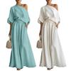 Women's Cotton Linen 2 Piece Sets Casual One Shoulder Half Sleeve Top And Wide Leg Pants Summer Vacation Lounge Outfits