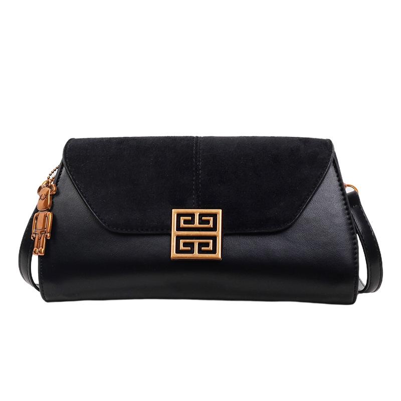 

High-End Patchwork Color Block Underarm Bag: 2025 Women s Versatile Fashionable Shoulder & Crossbody Bag. чорний