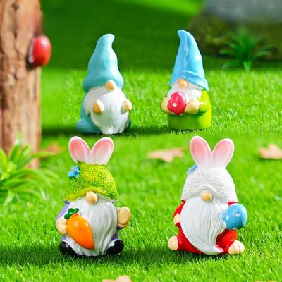 8PCs Mini Dwarf Doll Figurine Miniature Resin Mushroom Gnome Doll Garden Landscape Crafts Small Ornaments Desktop Decoration