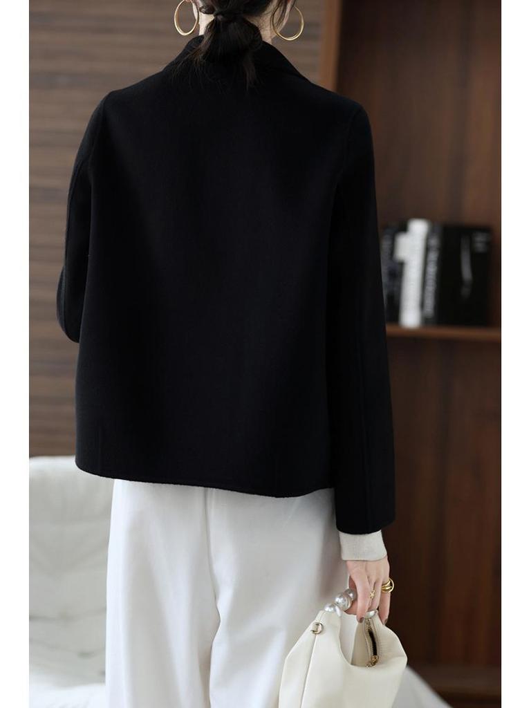 2025 Autumn/Winter Women's Double-Sided Wool Coat - Korean Style, Loose Fit, Short, Fashionable, Versatile.
