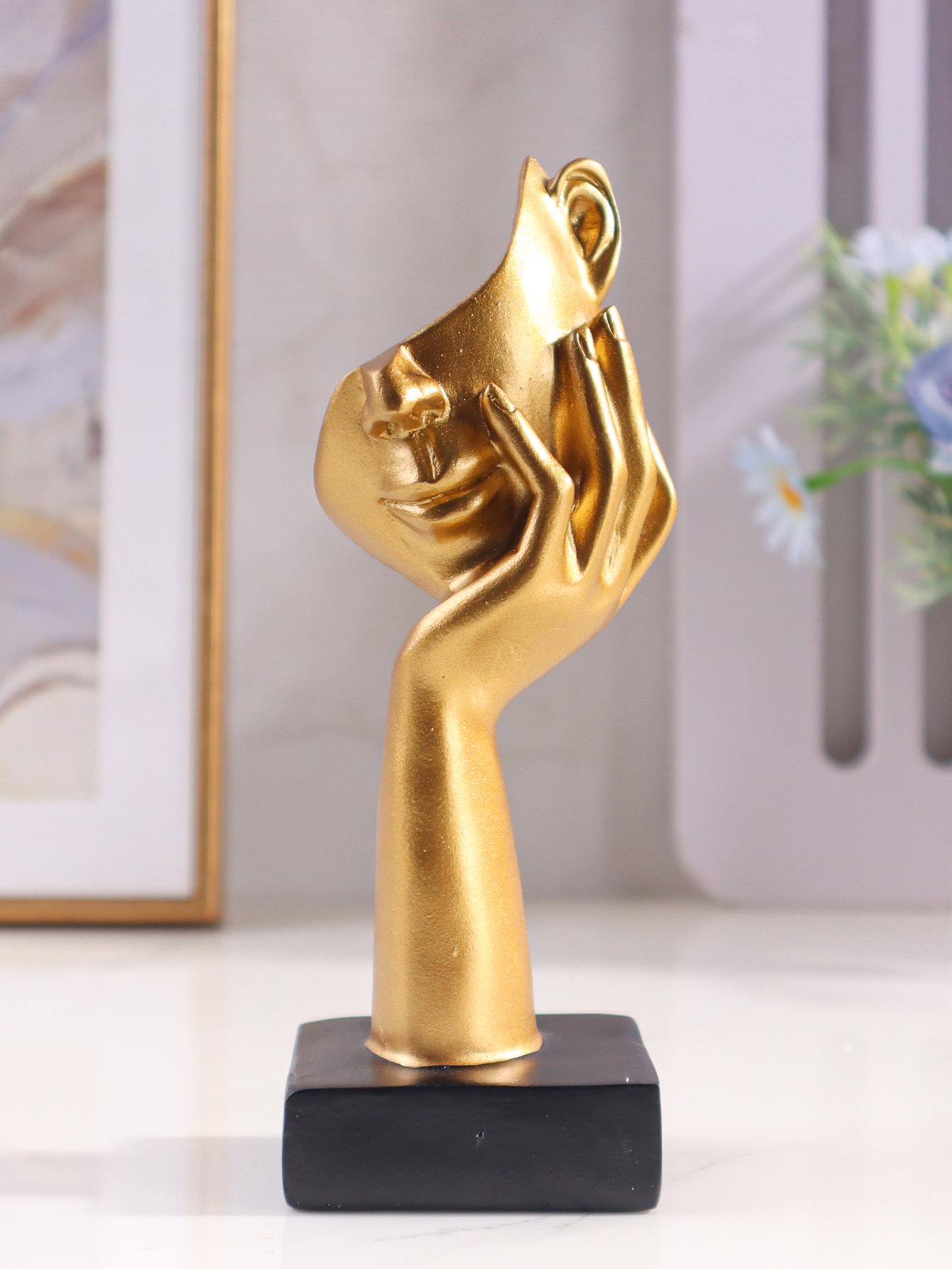 

Golden Miniature Mask Sculpture - Home Resin Decorative Figurine, Study, Bedroom, and Living Room Desktop Decorations