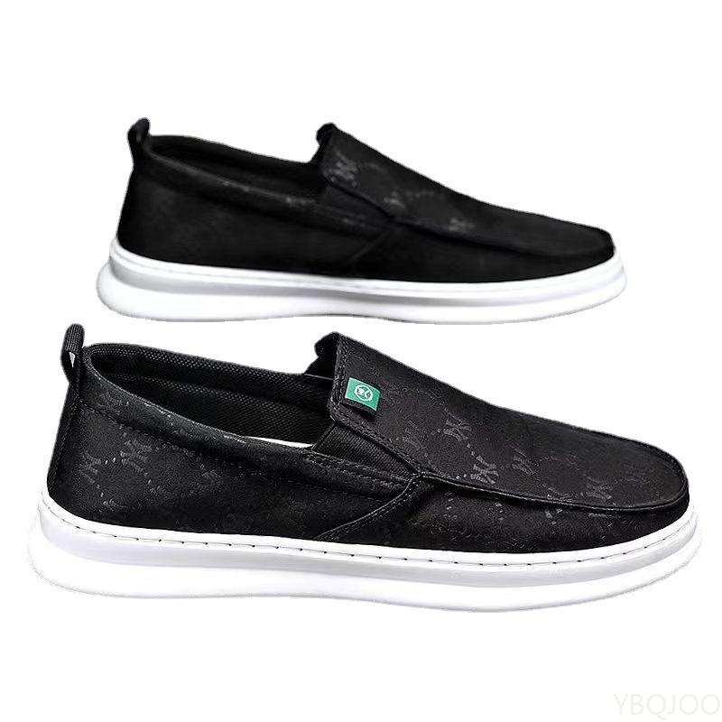 New Men's Canvas Flats Breathable Non Slip Board Shoes Fashion Comfortable Male Bean Bean Shoes Casual Light Flat Homme