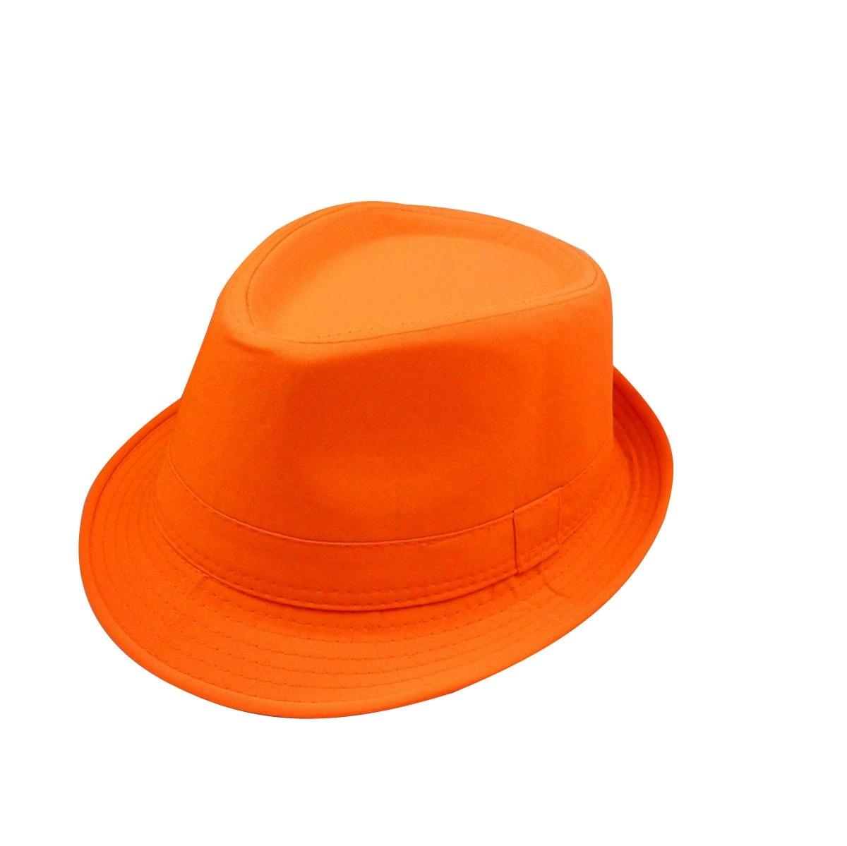 Britischer Retro-Zylinder für Herren und Damen Jazzhut Kleiner Zylinder Tanzhut Leuchtender Hut Bühnenrequisiten Leuchtende Farbe orange