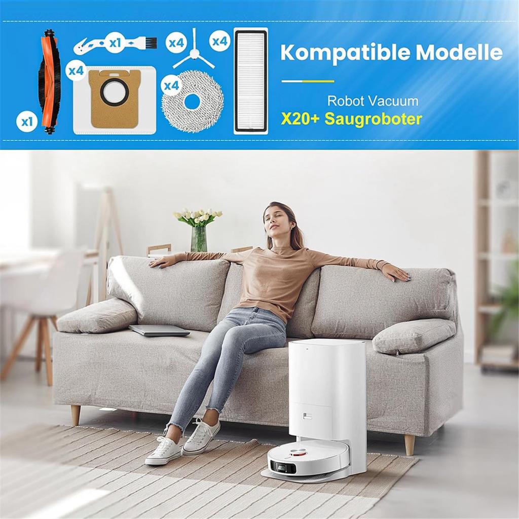 For Xiaomi Robot Vacuum X20+ Robot Vacuum Cleaner Main Side Brush Hepa Filter Mop Cloth Dust Bags Replacement Parts