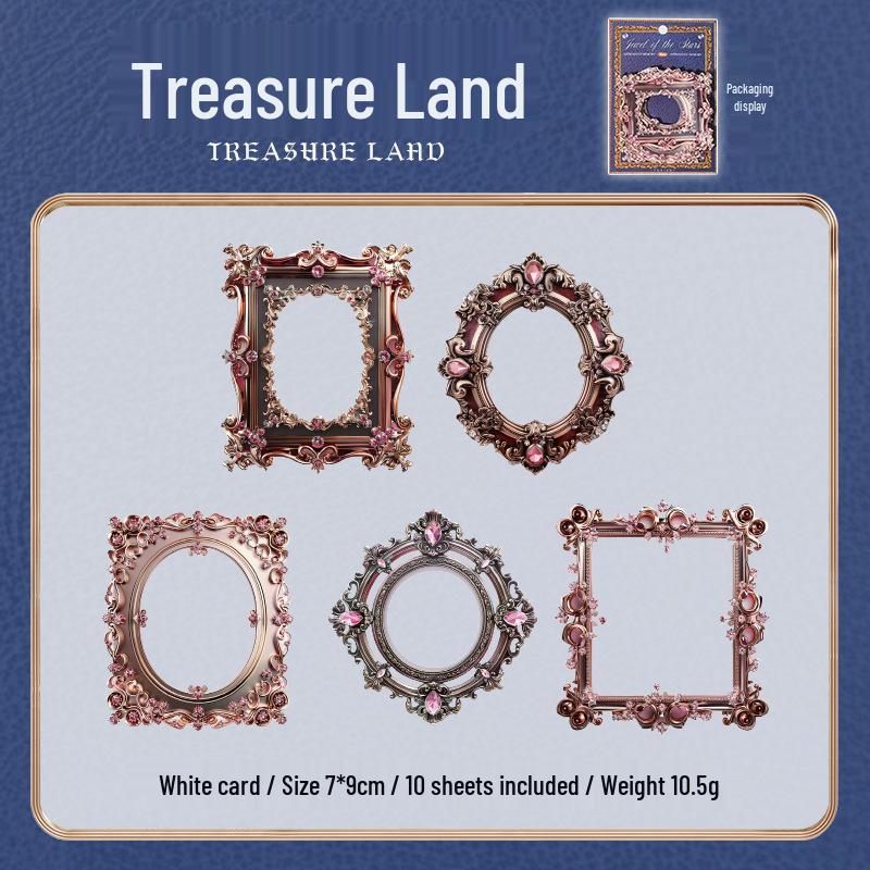 Yuxian Starry Treasure Series Embossed Collage Card Set - 6 Styles, 10 Sheets for DIY Decoration