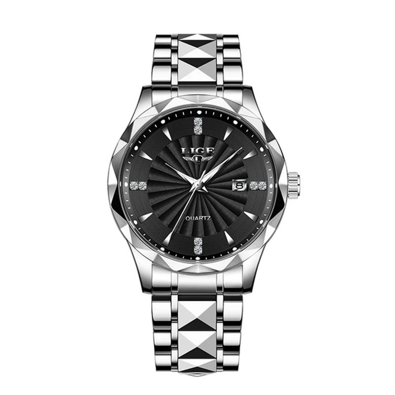 

LIGE Luxury Man Watch Stainless Steel Waterproof Sports Calendar Quartz Watch Business Luminous Men s Watches Fashion Male Clock