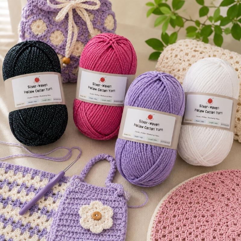Hollow Craft Yarn for Crochet Hat and Handmade Bags, Flexible Knitting Yarn Roll for DIY Handbags and Weaving Project