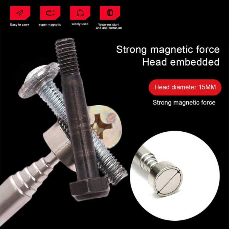 Metal 25810LB Pickup Stick Portable Metal Suction Stick Retractable Magnetic Pickup Auto Repair Tool with Light Magnetic Rod
