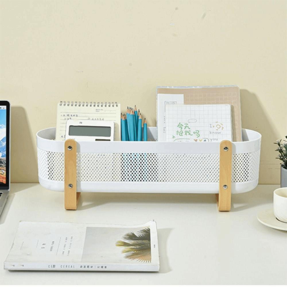 Large Capacity Cosmetic Storage Box with Divider Modern Desktop Organizer Minimalist Style Space-saving Kicthen Storage Basket