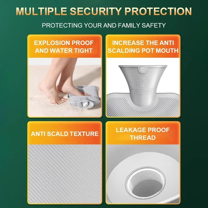 1L/2L Hot Water Bag Soft Plush Warm Water Bag Pouch Faux Rabbit Fur PVC Hot Water Bottle Neck Shoulder Back Hand Legs Waist