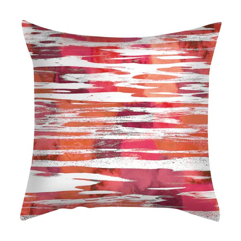Living Room Bedroom Car Sofa Cushion Wholesale Geometric Abstract Peach Skin Pillowcase