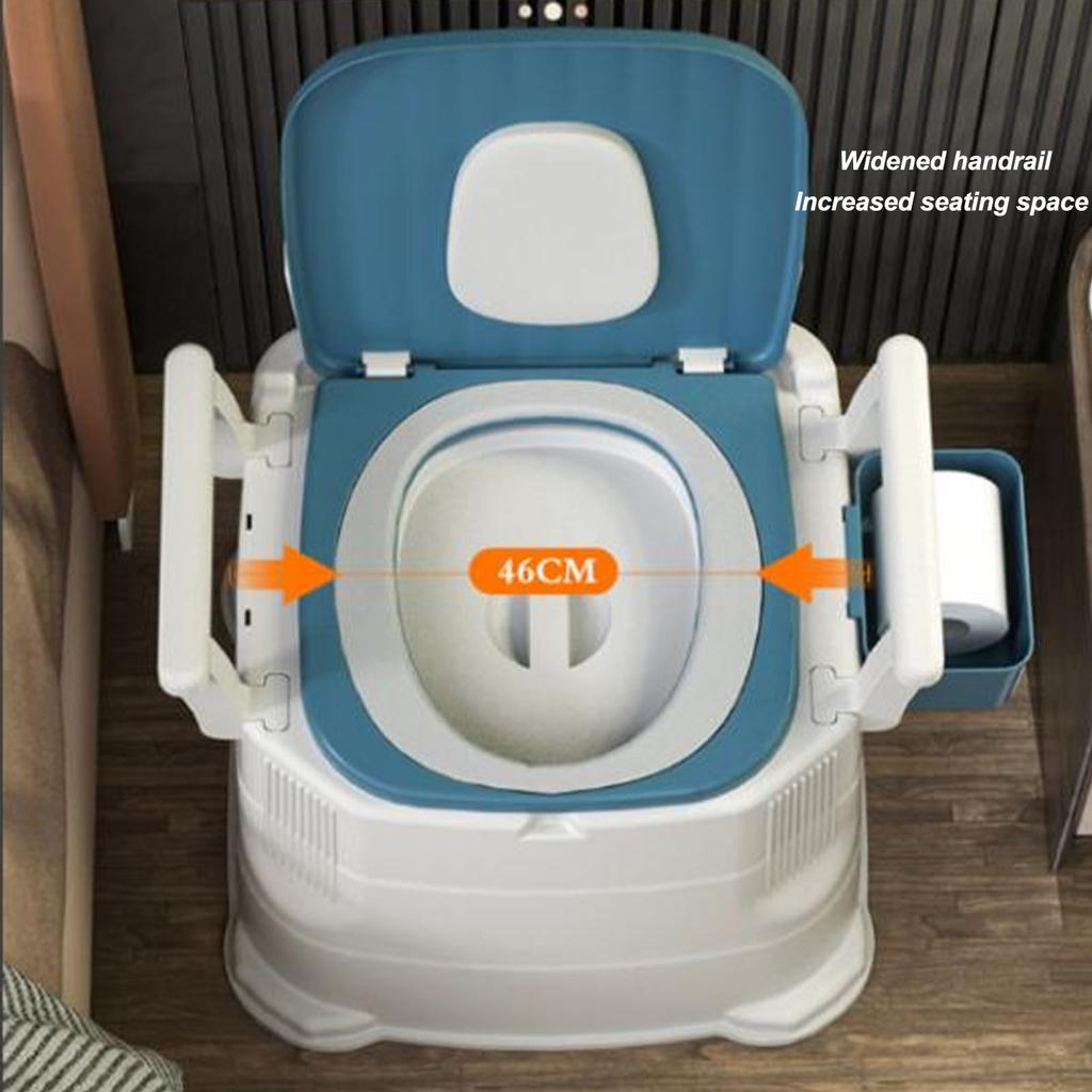 Portable Toilet Detachable Armrest Adjust Height Prevent Slip PU Sest Bedside Commode Chair for Elderly Blue