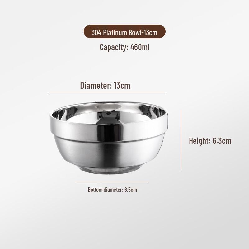 ZISIZ 13CM Double-Layer Anti-Scald Insulated Platinum Bowl Set (4-Pack)