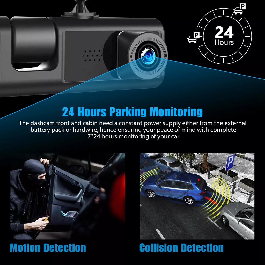 1080P Auto DVR 2/3 Kameras Full HD 1080P Dual-Objektiv Auto DVR Kamera 2,0 Zoll IPS Bildschirm Front-Heck-Recorderkamera