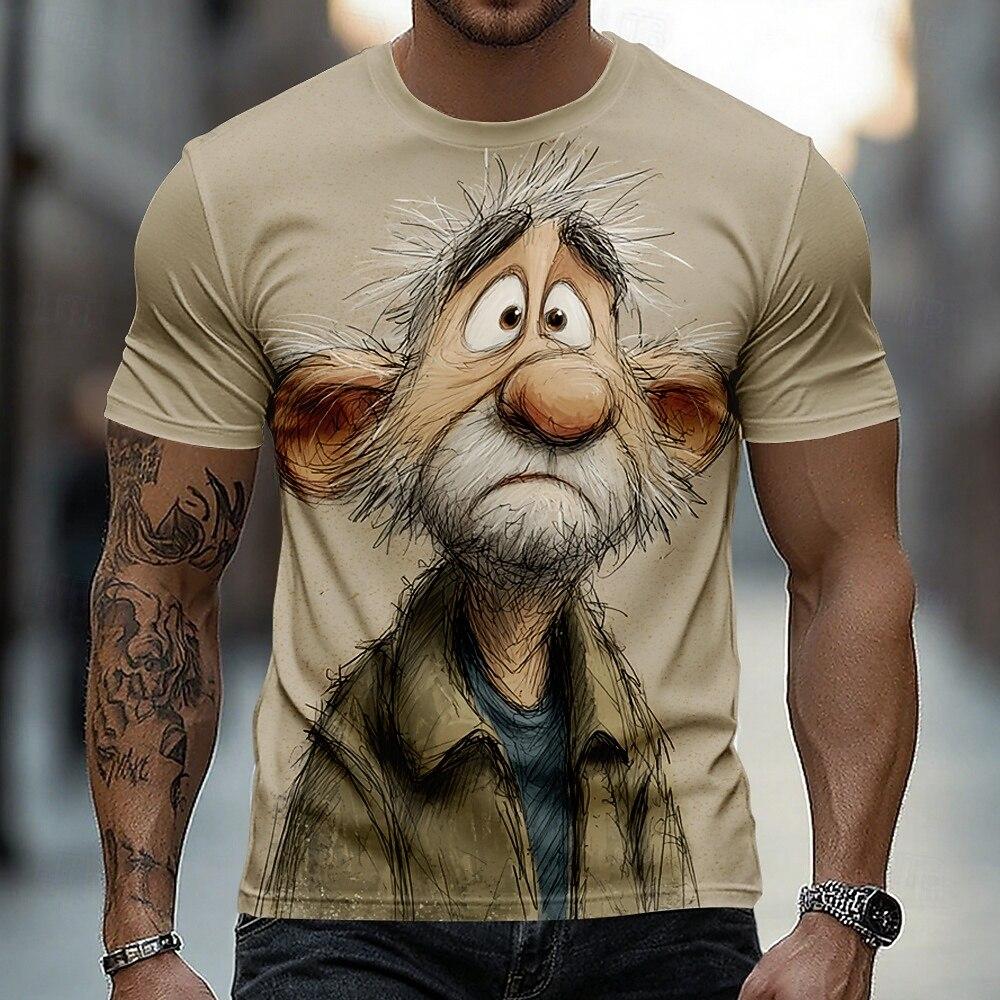 Funny Cartoon Character 3D Print Men's T Shirt Casual O-neck Loose Short Sleeve Tops Hip Hop Trend Street Tees Summer T-shirts