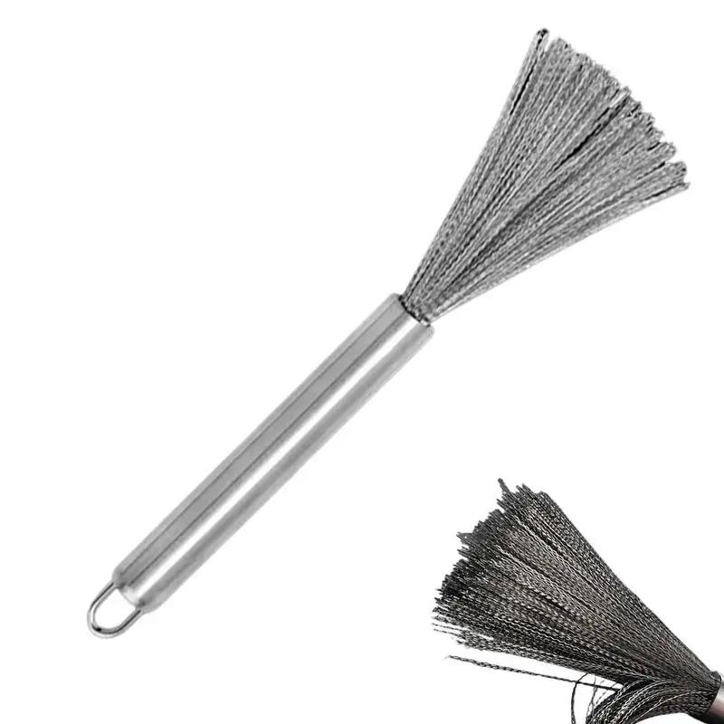 21cm Stainless Steel Pot Pans Scrubber Brush Long Handle Multifunctional Cleaning Brush Hanging Washing Tool for Kitchen Sink
