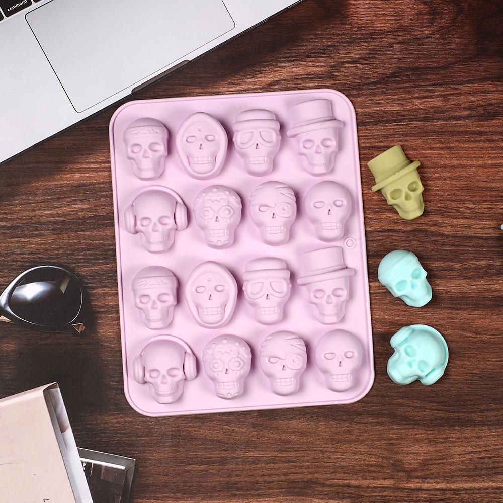 Skull Ice Cube Silicone Mold Halloween Creative Decoration Reusable DIY Candy Whiskey Chocolate Soap Kitchen Accessorie 6